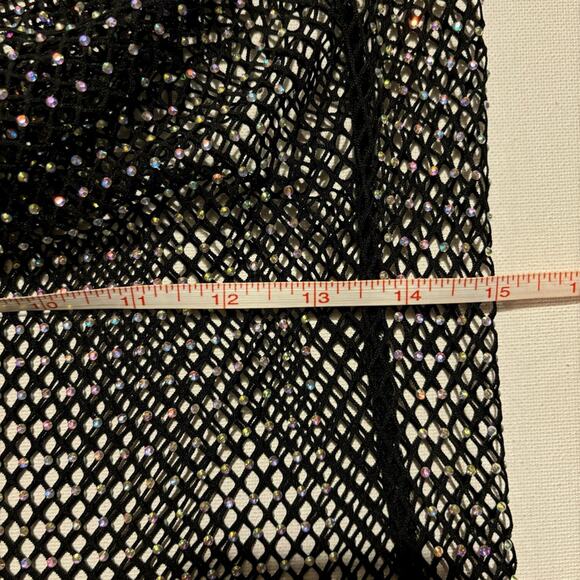 PrettyLittleThing Rhinestone Fishnet Halter Neck Long Top - Picture 5 of 6